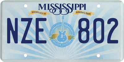 MS license plate NZE802