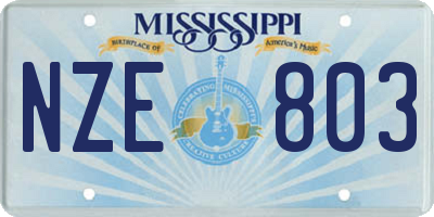 MS license plate NZE803
