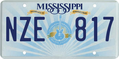 MS license plate NZE817