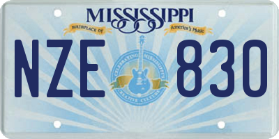 MS license plate NZE830