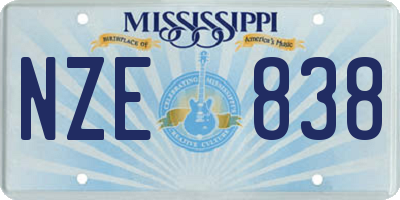 MS license plate NZE838
