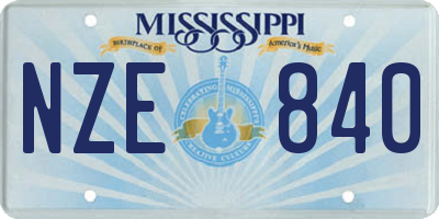 MS license plate NZE840
