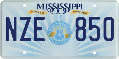 MS license plate NZE850