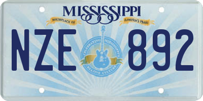 MS license plate NZE892