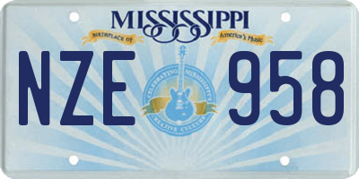 MS license plate NZE958