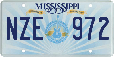MS license plate NZE972