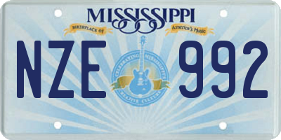 MS license plate NZE992