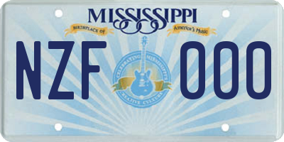 MS license plate NZF000