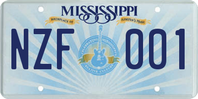 MS license plate NZF001