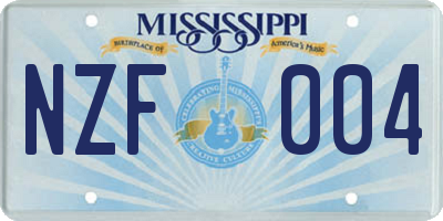 MS license plate NZF004