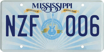 MS license plate NZF006