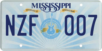 MS license plate NZF007