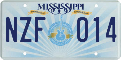 MS license plate NZF014