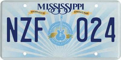 MS license plate NZF024