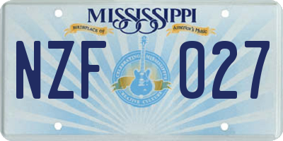 MS license plate NZF027