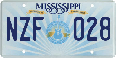 MS license plate NZF028