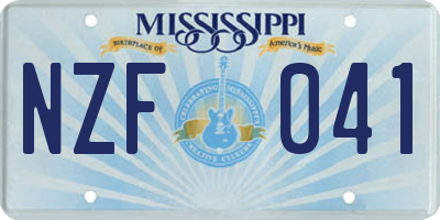 MS license plate NZF041