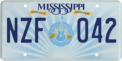 MS license plate NZF042