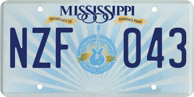 MS license plate NZF043
