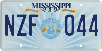 MS license plate NZF044