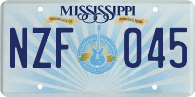 MS license plate NZF045