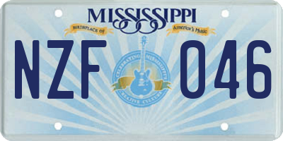 MS license plate NZF046