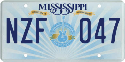 MS license plate NZF047