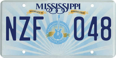 MS license plate NZF048