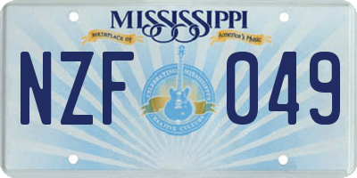 MS license plate NZF049