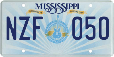 MS license plate NZF050