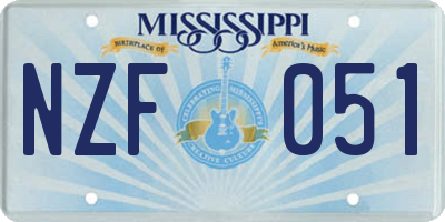MS license plate NZF051