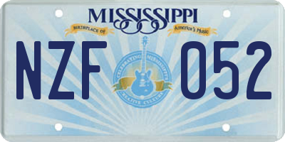 MS license plate NZF052