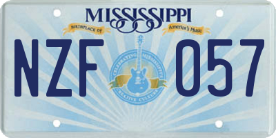 MS license plate NZF057