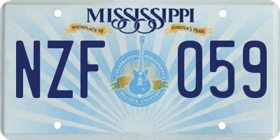 MS license plate NZF059