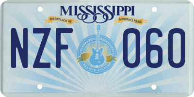 MS license plate NZF060