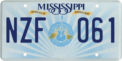 MS license plate NZF061