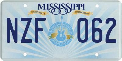 MS license plate NZF062