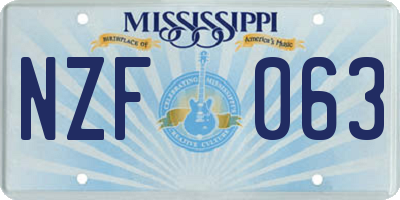 MS license plate NZF063