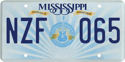 MS license plate NZF065