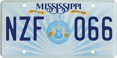 MS license plate NZF066