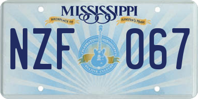 MS license plate NZF067
