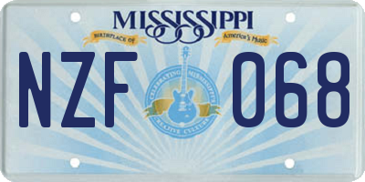 MS license plate NZF068