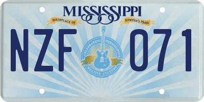 MS license plate NZF071