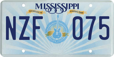 MS license plate NZF075