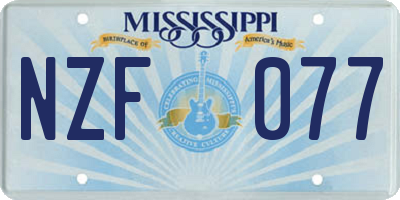 MS license plate NZF077