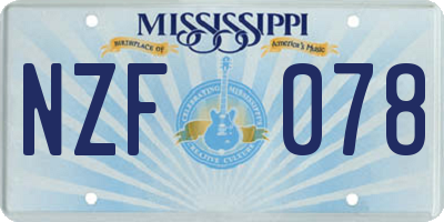 MS license plate NZF078
