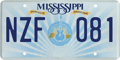 MS license plate NZF081