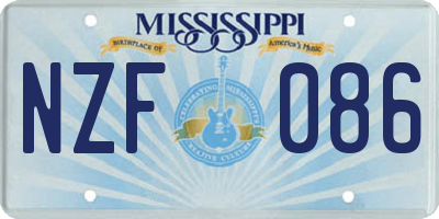 MS license plate NZF086