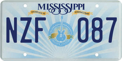 MS license plate NZF087