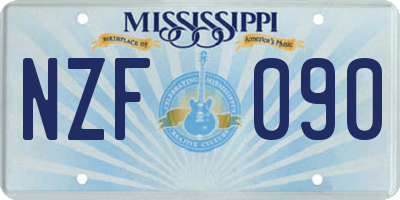 MS license plate NZF090